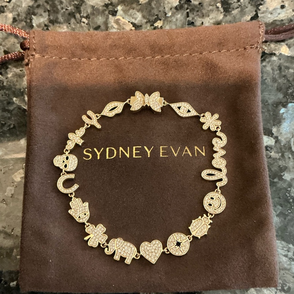 BRAND NEW BEAUTIFUL SYDNEY EVAN SMALL DIAMOND GOLD ICON ANNIVERSARY BRACELET - Picture 5 of 16